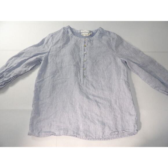 Nicole Miller Linen Tunic Medium 1/2 Button Blue Cottage Core Minimalist READ - Picture 8 of 14